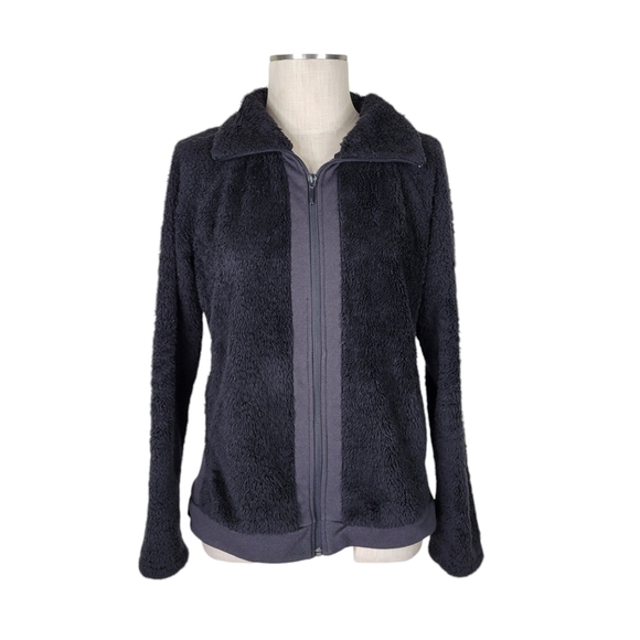 The North Face Flurry Fleece Jacket Women Size M Black Zip Pockets Full Zipper - Picture 1 of 13